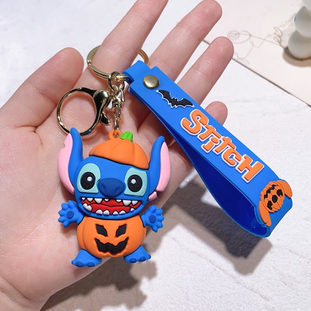 LLavero de punto de bebé de estrella de Disney para Halloween, personaje de Anime, bonito llavero de costura azul y rosa, decoración de embalaje de pareja a la moda