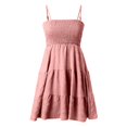 thumbnail image 5 of RMGVDSD Summer Dresses For Women Casual Dress Spaghetti Strap Sleeveless Smocked Mini Dress Solid Color Beach Vacation Flowy A-Line Sundress Cute, 5 of 6