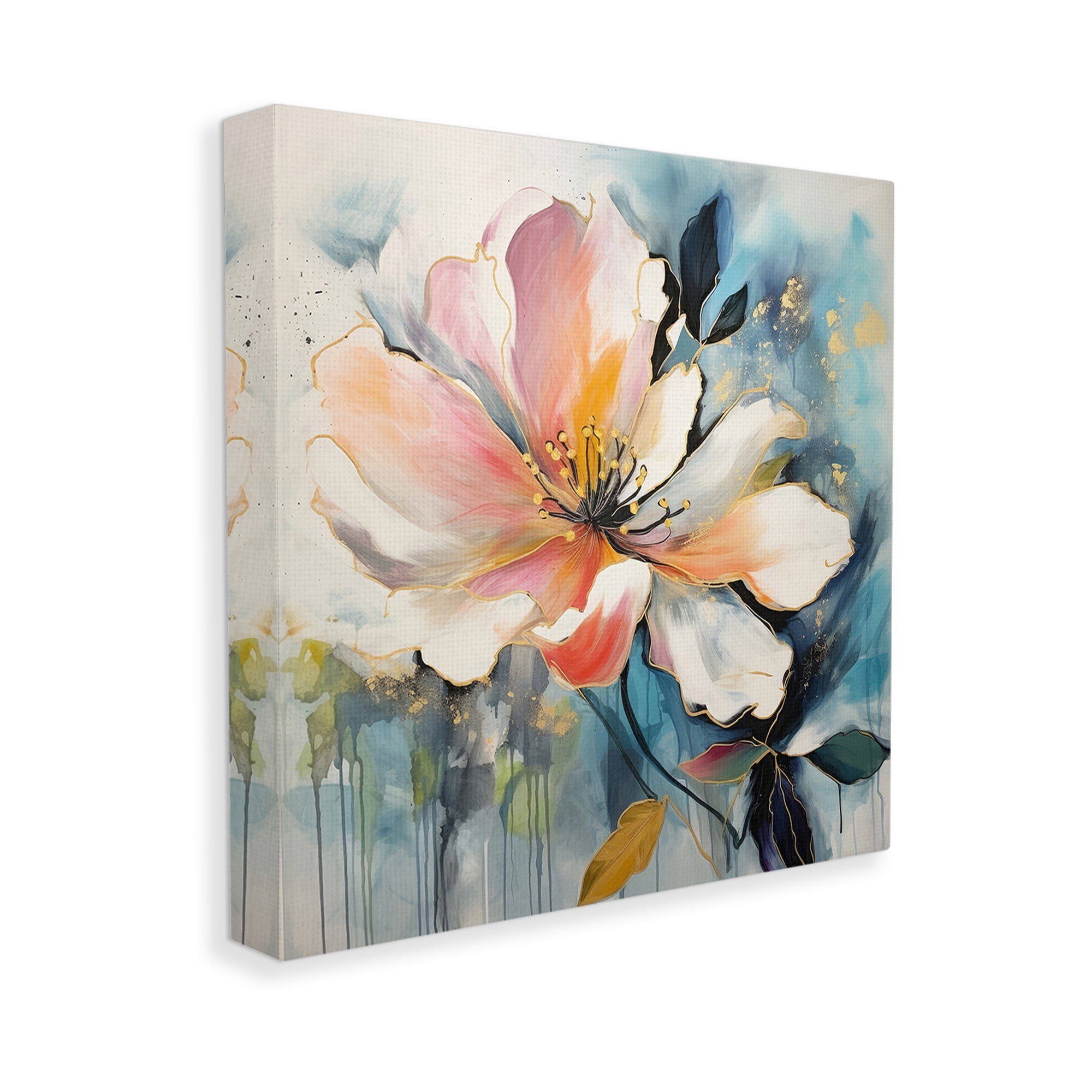Stupell Industries Modern Drip Blossom Botanical & Floral Painting Gallery Wrapped Canvas Art Print Wall Art, 36 x 36