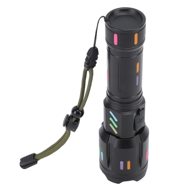 M Buder Linterna LED de Alta Potencia con Zoom Telescópico Lámpara de Mano Recargable para Exteriores Láser Blanco con Pantalla de Batería Aleación de Aluminio