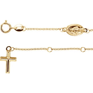 Jewels By Lux 14K Yellow Gold Polished 6-8 Inch Rosary Bracelet