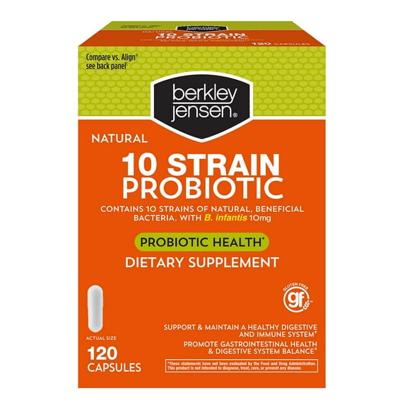 Berkley Jensen Natural 10-Strain Probiotic Dietary Supplement,Capsule 120 ct.