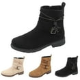 thumbnail image 5 of Oyedens Womens Mid Calf Boots with Zipper Fashion Casual Suede Low Heel Ankle Booties Short Boots, 5 of 7