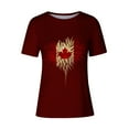 thumbnail image 4 of WREESH Women's Round Neck Graphic Tee: Short Sleeve Crewneck with a Summery Feel T-Shirts Wine, 4 of 4