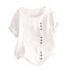 thumbnail image 2 of ICHUANYI Clearance Womens Summer Casual Solid Color Round Neck Short Sleeve Tops Buttons Blouses(White, M) ICHUANYI WER2023080701763, 2 of 5