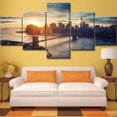 thumbnail image 2 of TISHIRON 5PCS Framed City Canvas Wall Art Set,60"x32" Brooklyn Bridge Manhattan Cityscape Canvas Art Decor, 2 of 7