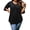 BLACK, variant on TEMOFON Plus Size Tops for Women Summer V Neck 3/4 Sleeve White Heart Printed Blouses Casual Loose Flowy Tunic Tops 3XL
