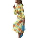 thumbnail image 2 of VISgogo Vestido casual para mujer, colorido, estampado geométrico, manga larga, medio cuello alto, vestido largo suelto VISgogo moda, 2 of 9
