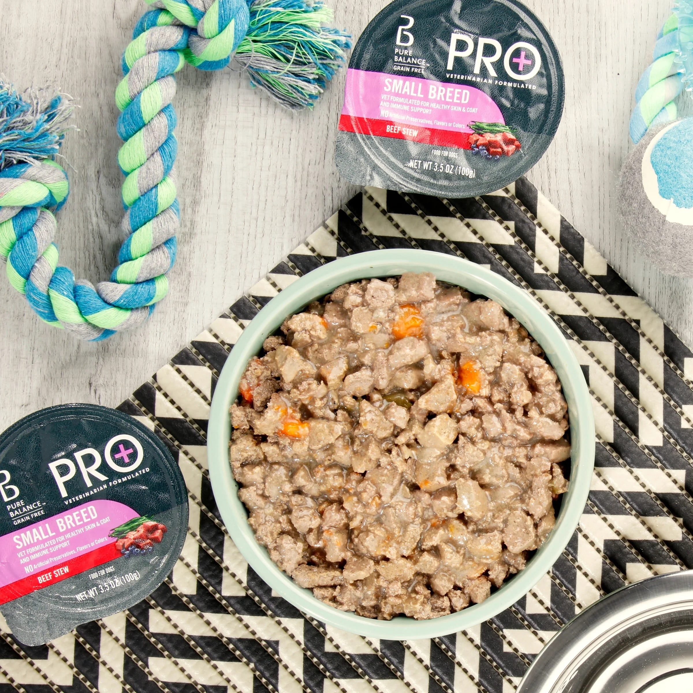 (3 pack) Pure Balance Pro+ Small Breed Beef Stew Wet Dog Food, 3.5 oz Cup