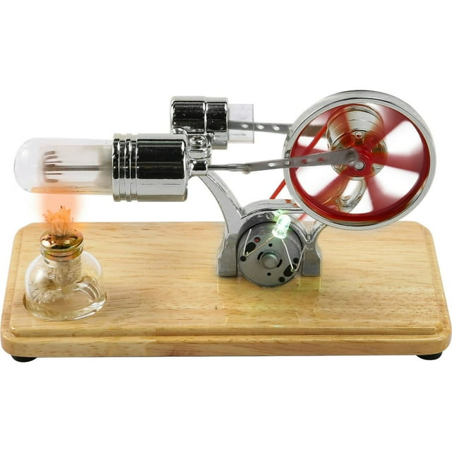 Stirling Engine Motor Kit Steam Heat Electricity Power Generator with LED Light Educational Hot Air Stirling Engine Motor Model Learning Science Experiment Toys for Kids Students