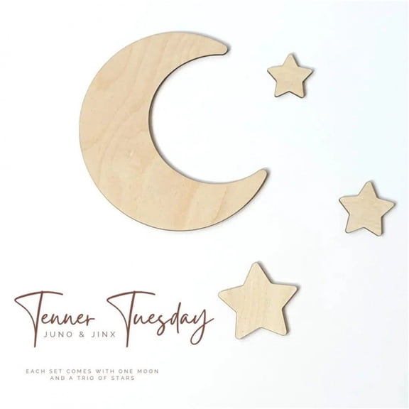 Wooden Stars and Rattan Moon Wall Decorations for Baby Nursery - Charming Decor for Boys and Girls, Natural Materials, Easy to Hang, Themed Bedroom Beautification