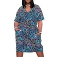 thumbnail image 1 of Vestido suelto con bolsillo para mujer elegante vestido sensual bajo el microscopio índigo, 1 of 6