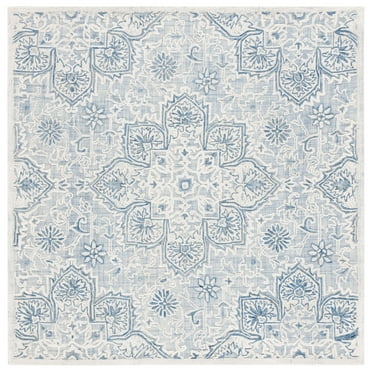 SAFAVIEH Trace Mia Medallion Area Rug, Blue/Ivory, 6' x 6' Square