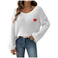 thumbnail image 2 of Amidoa Long Sleeve Women Sweater Crochet Plus Size White Heart Fall Round Neck Sweaters Womens Sweaters Cardigan XL, 2 of 7