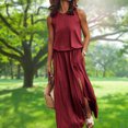 thumbnail image 1 of Vestido Sin Mangas Vestido sin mangas de verano Elegante vestido largo maxi Ropa femenina (Rojo vino M) Cgtredaw Para estrenar, 1 of 7