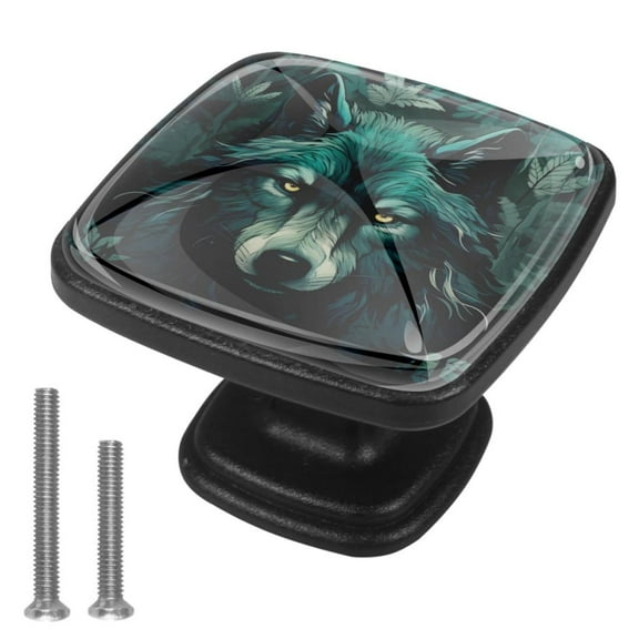 4 Pcs Cabinet Handle Drawer Pulls Wolf Knobs with Screws Square Furniture Office Cabinet Knob Decoration