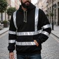 thumbnail image 2 of GEWSEY Men's Hoodie Reflective Strip Hooded Sweatshirts Safety Workwear Fleece Sweatshirt Pullover with Pockets (Black, XL), 2 of 7