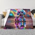 thumbnail image 3 of Throw Blanket for Couch - Rainbow Poodle Urban Street Super Soft Fuzzy Comfy Warm Throw Blanket, Cozy Lightweight Funny Plush Flannel Blanket Throws for Sofa and Bed All Season, 3 of 5