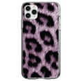 thumbnail image 1 of DistinctInk Clear Shockproof Hybrid Case for iPhone 13 (6.1" Screen) - TPU Bumper, Acrylic Back, Tempered Glass Screen Protector - Purple Black Leopard Fur Skin Print, 1 of 2