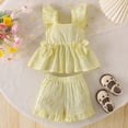 thumbnail image 5 of UAYOTSE Toddler Girl Clothes Baby Summer Spring Outfits Cute Bow Button Smocked Ruffle Sleeve Tops ＋ Girls Shorts Set,Sizes 18-24 Months, 5 of 9