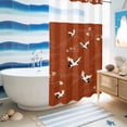 thumbnail image 5 of No Hook Shower Curtain, Japanese Style Shower Curtains for Bathroom with See Through Top Window, Vintage Art Cranes Ocean Wave Red Waterproof & Washable Bath Curtain Small Stall 36"x78", 5 of 9