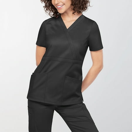 

Ladies V-neck Solid Color Short-sleeved Pocket Carer Suit And Set