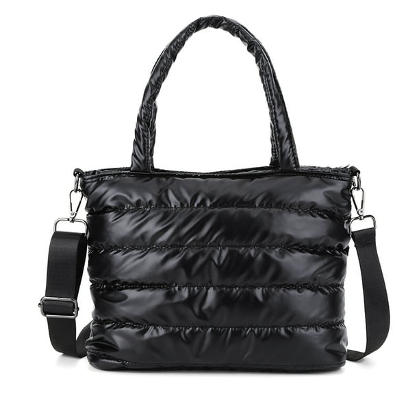 Bolso de hombro para mujer bolso acolchado de gran capacidad bolso de viaje para invierno negro Walmart en linea