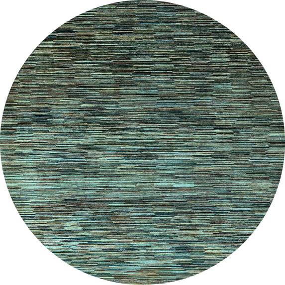 Ahgly Company Indoor Round Oriental Light Blue Modern Area Rugs, 7' Round