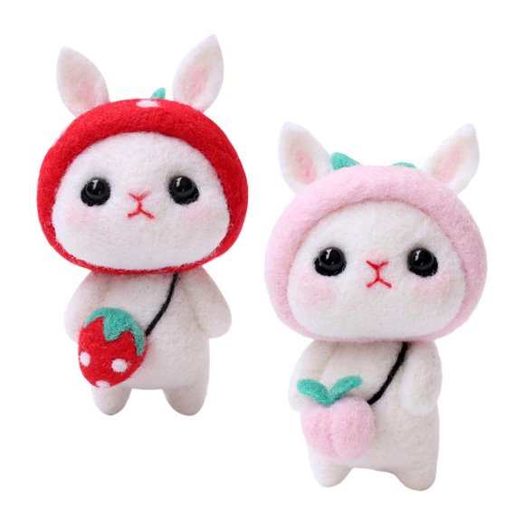 2 Sets DIY Lovely Rabbit Animal Felting Craft With Basic Tools