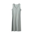 thumbnail image 2 of Ohufall Fashion Womens Nightgown Sleeveless Crew Neck Loose Sleepshirts Button Comfort Long Dress Homewear, 2 of 8