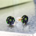 thumbnail image 2 of Gem Stone King 4.00 Ct Round Green Mystic Topaz 14K Yellow Gold Stud Earrings for Women Men, 2 of 3