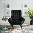 thumbnail image 2 of Modern Contemporary Urban Design Living Room Lounge Club Lobby Tufted Accent Chair, Velvet Fabric, Black, 2 of 6