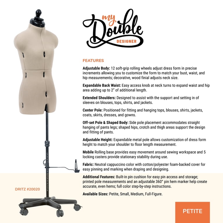dritz twin fit dress form petite Free Shipping! Dritz My Double Designer Dress Form with Adjustable Tri-Pod  Stand, Petite - Walmart.com