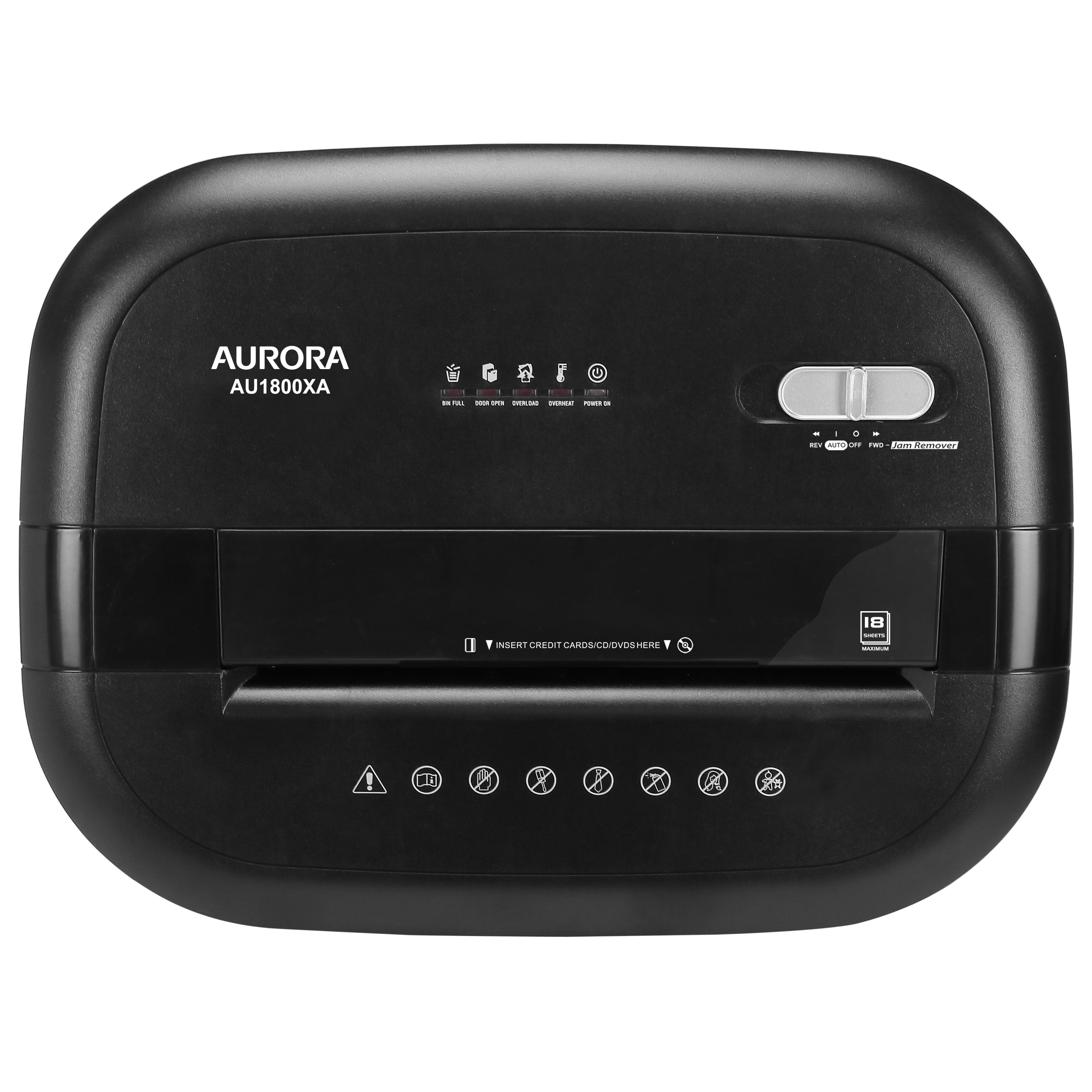 Aurora AU1800XA Anti-Jam 18-Sheet Crosscut Paper/CD and Credit Card Shredder with 6-Gallon Pullout Basket and 30 Minutes Continuous Run Time