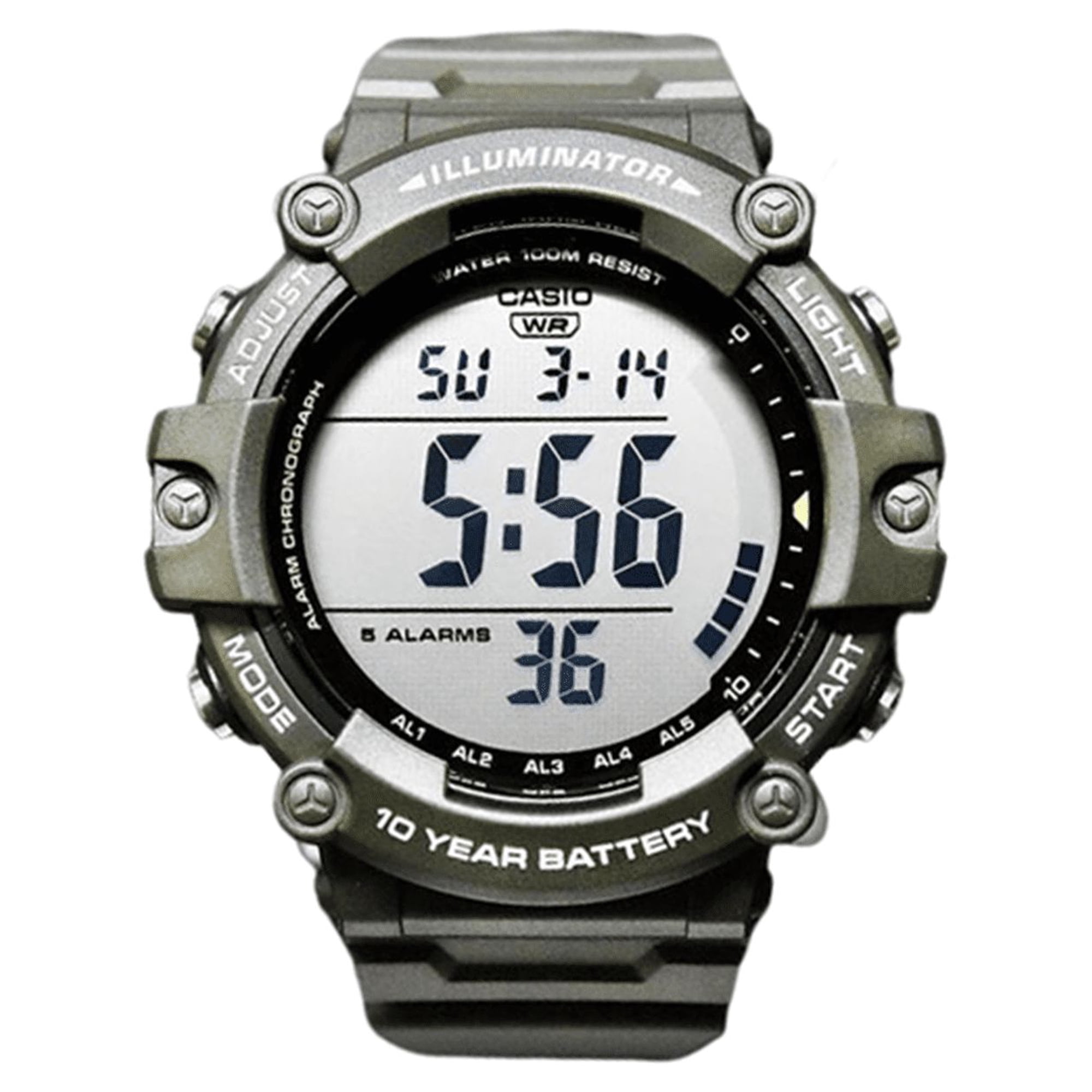 Casio Men's Illuminator Digital Quartz 100m Green Resin Watch AE1500WHX-3AV