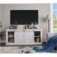 Antique White Farmhouse TV Stand with Sliding Barn Doors and X-Design ...