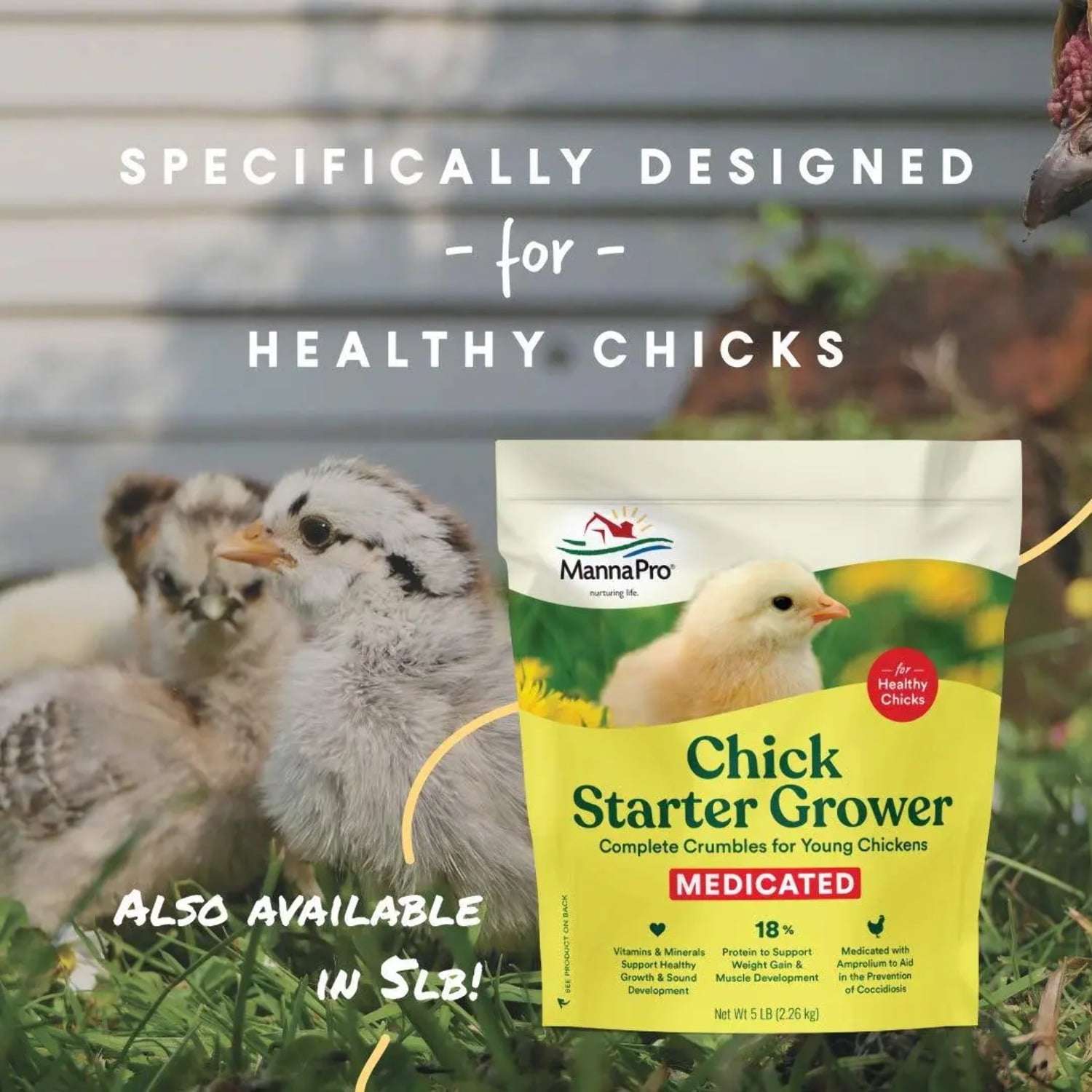 Manna Pro Chick Starter Grower Medicated Crumbles 5 lbs.