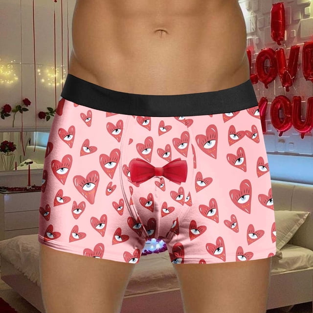 WILLBEST Pantalones Cortos Cargo para Hombre, Ropa Interior Estampada para El Día de San Valentín para Hombre, Pantalones Cortos Rojos Especiales con Rosas, Cintura Media