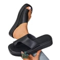 thumbnail image 3 of Womens Flip Flops Walking Sandals Women Women's Sandals Womens Dress Sandals Women Comfy Wedge Flip Flops Sandals Summer PU Leather Comfortable Clip Toe Sandals Black 5.5, 3 of 7