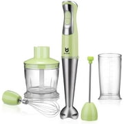 Immersion Hand Blender, Bmatwk 5-in-1 8-Speed Stick Blender with 500ml Food Grinder, BPA-Free, 600ml Container,Milk Frother,Egg Whisk,Puree Infant Food, Smoothies, Sauces and Soups - Green