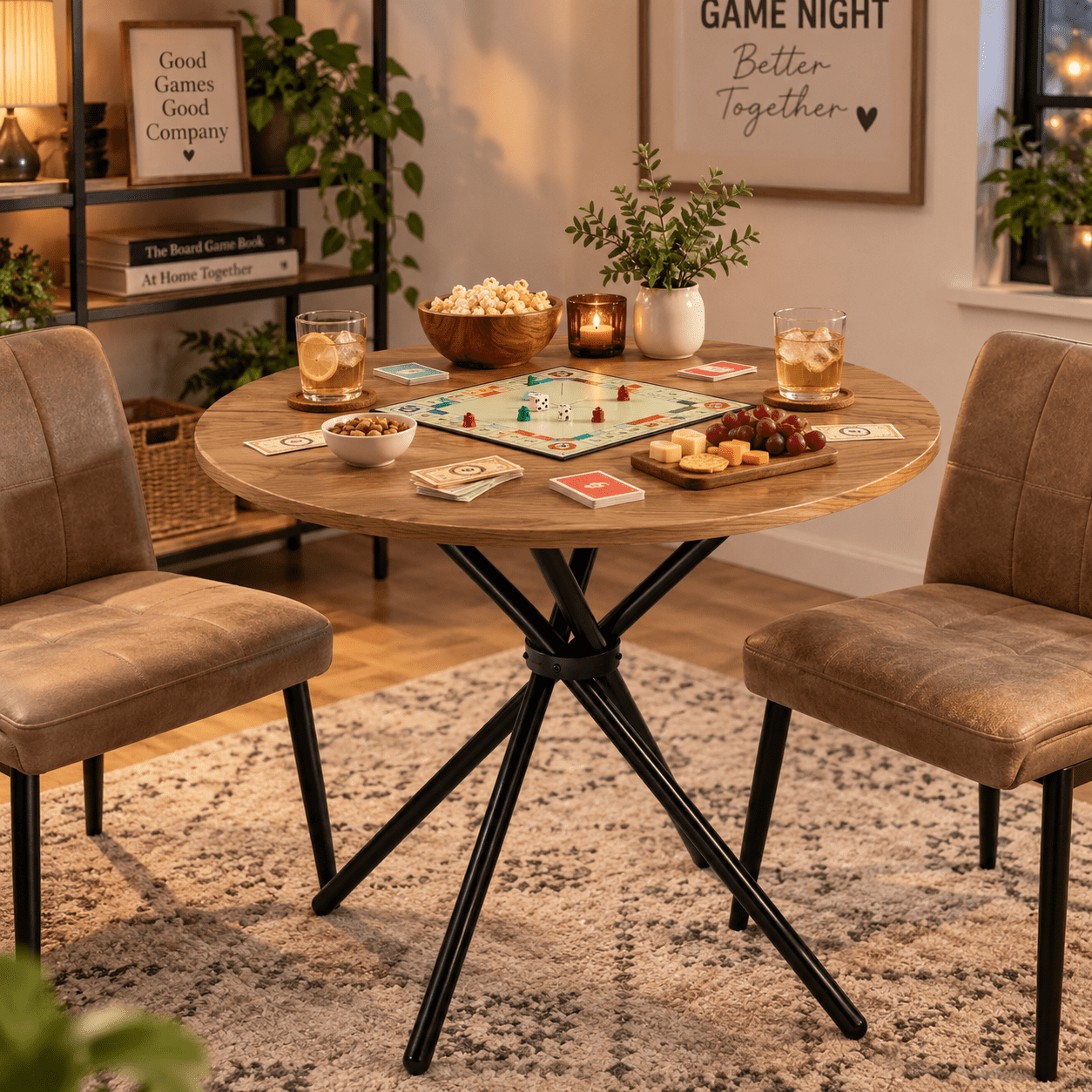 Homy Casa 31.5 in Round Dining Table for 2-4, Small Space Kitchen Table with Metal Legs, Golden Oak
