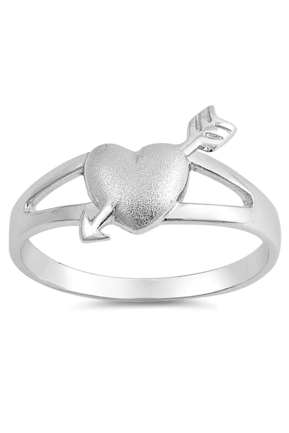 Satin Heart Arrow Purity Promise Ring .925 Sterling Silver Band Jewelry Female Male Unisex Size 6