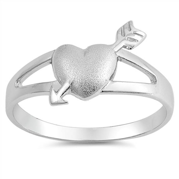 Satin Heart Arrow Purity Promise Ring .925 Sterling Silver Band Jewelry Female Male Unisex Size 9