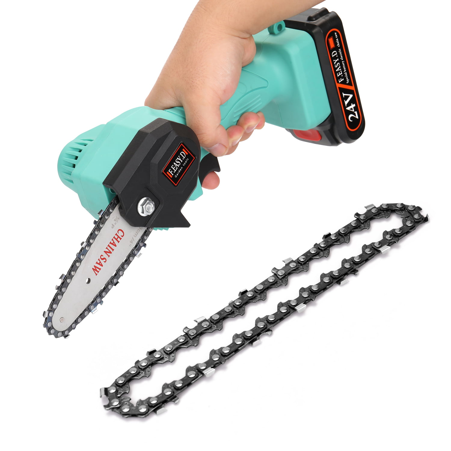 24 V Mini Cordless Electric Chainsaw Pruning Shears Chainsaw for Branch Wood Cutting Honoson 4 Pieces 4 Inch Mini Chainsaw Replacement Cordless Electric Portable Chainsaw Chain