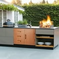 thumbnail image 4 of Armoire de Cuisine Extérieure en Acier Inoxydable à Tiroirs – Triple Tiroirs et Porte d'Accès – Montage Affleurant Résistant aux Intempéries, Rangement pour Réservoir de Propane, Anneau à Déchets Ajustable – Modèle L19 – 38.2 Pouces L x 20.5 Pouces H x 22.6 Pouces P, 4 of 7