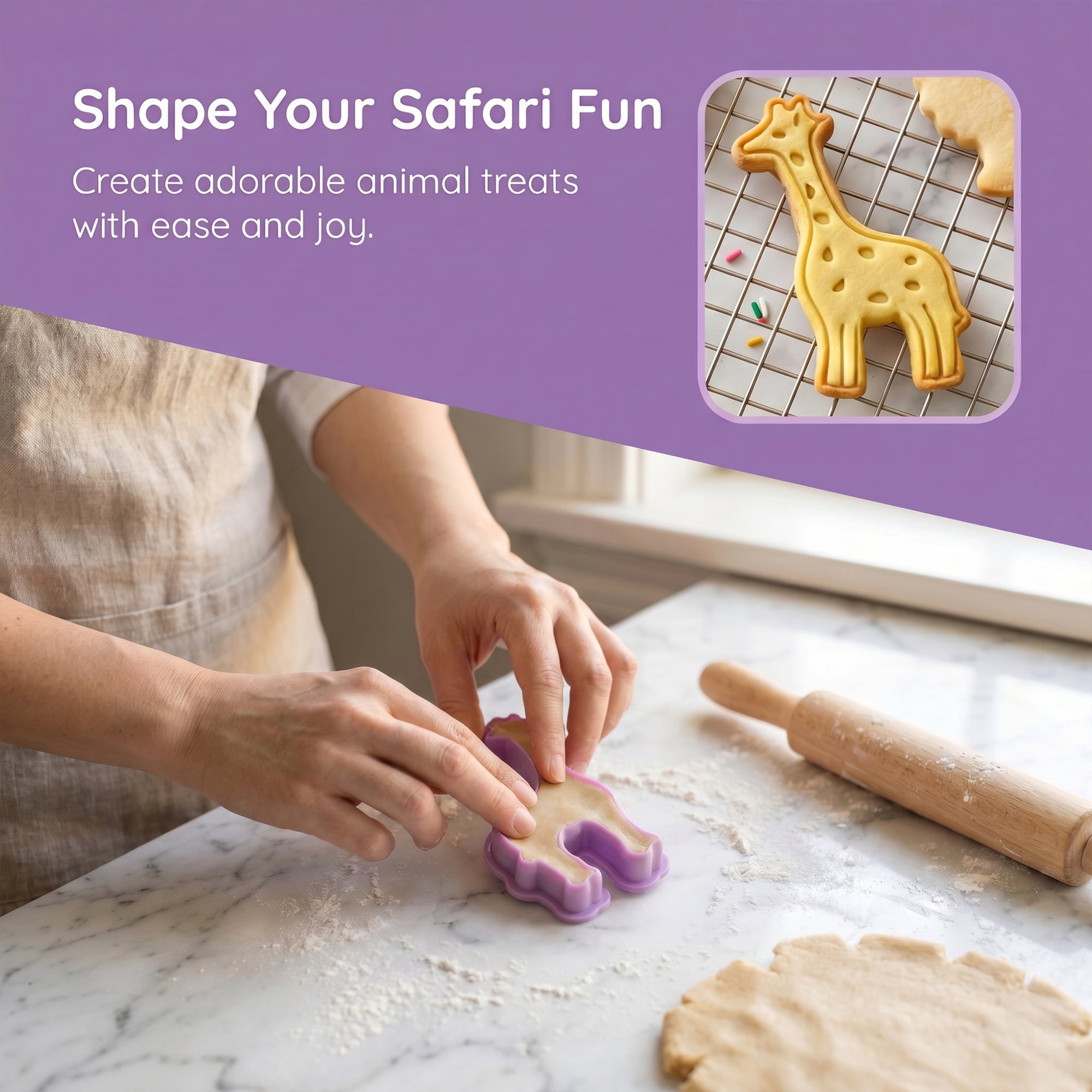 Unique Bargains 4Pcs Plastic Small Cookie Cutters for Baking Biscuit Purple-4