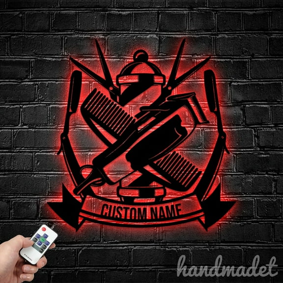 Handmadetneonsign Barber Metal Wall Art Light, Hair Salon Metal Sign Wall Decor, House Metal Decor 59206