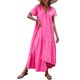 thumbnail image 2 of TRKIYQC, vestido suelto de manga corta para mujer, Color sólido, cuello en V, dobladillo Irregular, elegante vestido de fiesta de playa de verano, ropa de calle de vacaciones TRKIYQC Casual, 2 of 9