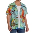 thumbnail image 4 of Xecao offers the Retro Seamless Flying Butterflies for Men's Casual Short-sleeved Shirt, a button-up collared shirt with a pocket, perfect for beach vacations and yacht travel in the 3X-Large size., 4 of 7