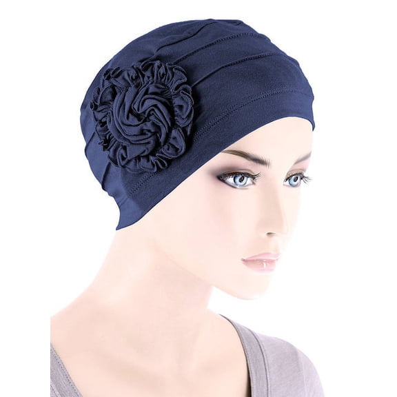 Bamboo Pleated Sunflower Cap Navy Blue
